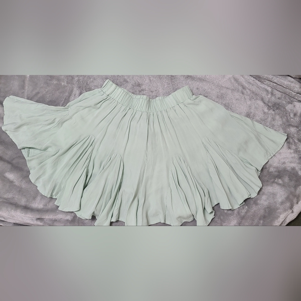 She and Sky Green Mini Skater Skort with Pleats